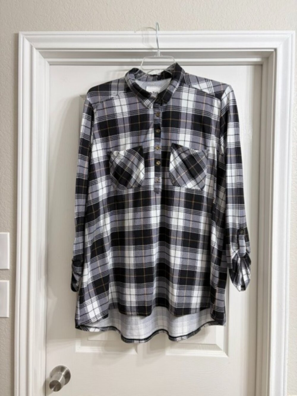 New York Laundry Women's Multi-Color Plaid Blouse, Size 2X